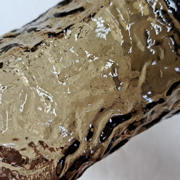 Vintage EO Brody smoked glass crinkle tall 9.5”  vase - Picture 4 of 5